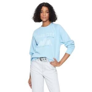 Special Thanks Women's Park City‎ Ski Club Graphic Sweatshirt Light Blue XXS